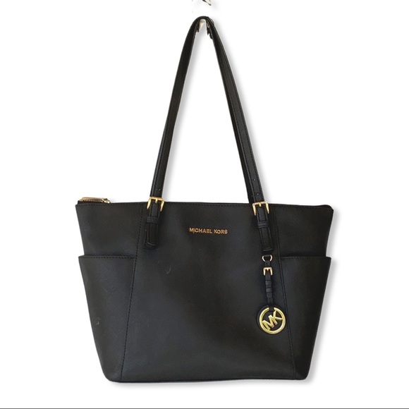 MICHAEL Michael Kors Handbags - Michael Kors Black Jet Set Black Pocketed Tote Bag